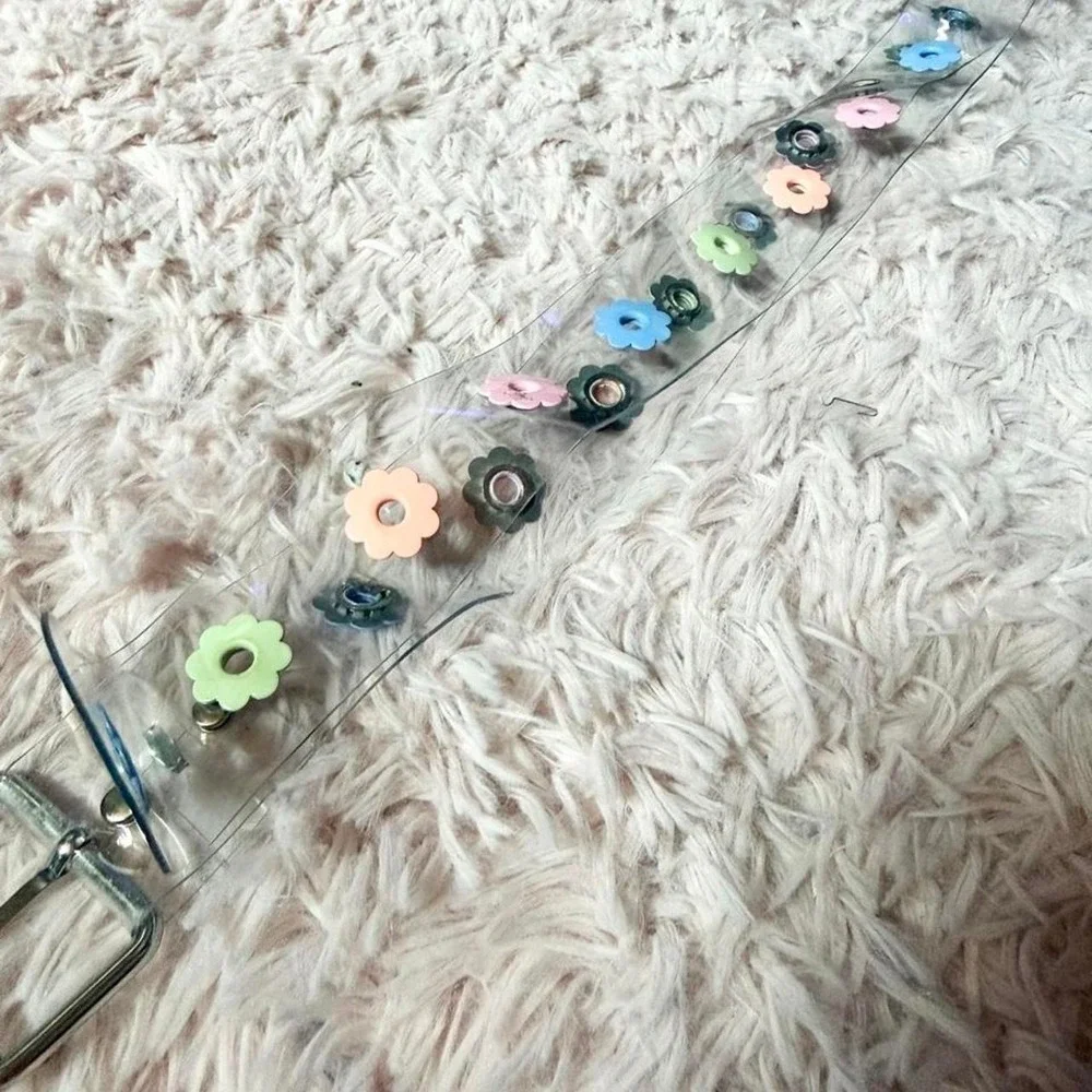 Y2K Translucent Colorful Flower Grommets Fairy Kidcore Playful Belt Womens M